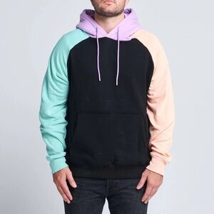 Spark Paws COLOR BLOCK HUMAN HOODIE, PURPLE, Black TEAL, MANGO, UNISEX SIZE S